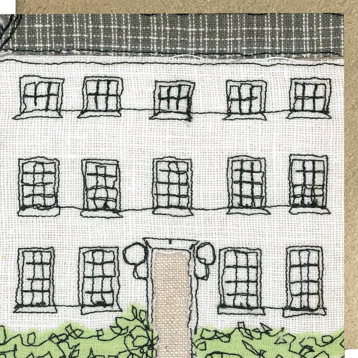 The Old Vicarage Cottage Embroidery Art Card for wholesale by Francesca Kemp Textile Art