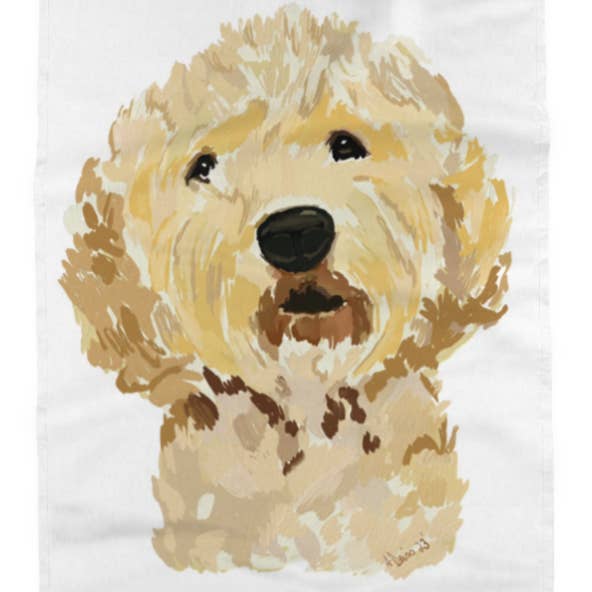 Serviette en lin Goldendoodle pour la vente par Blue Cava