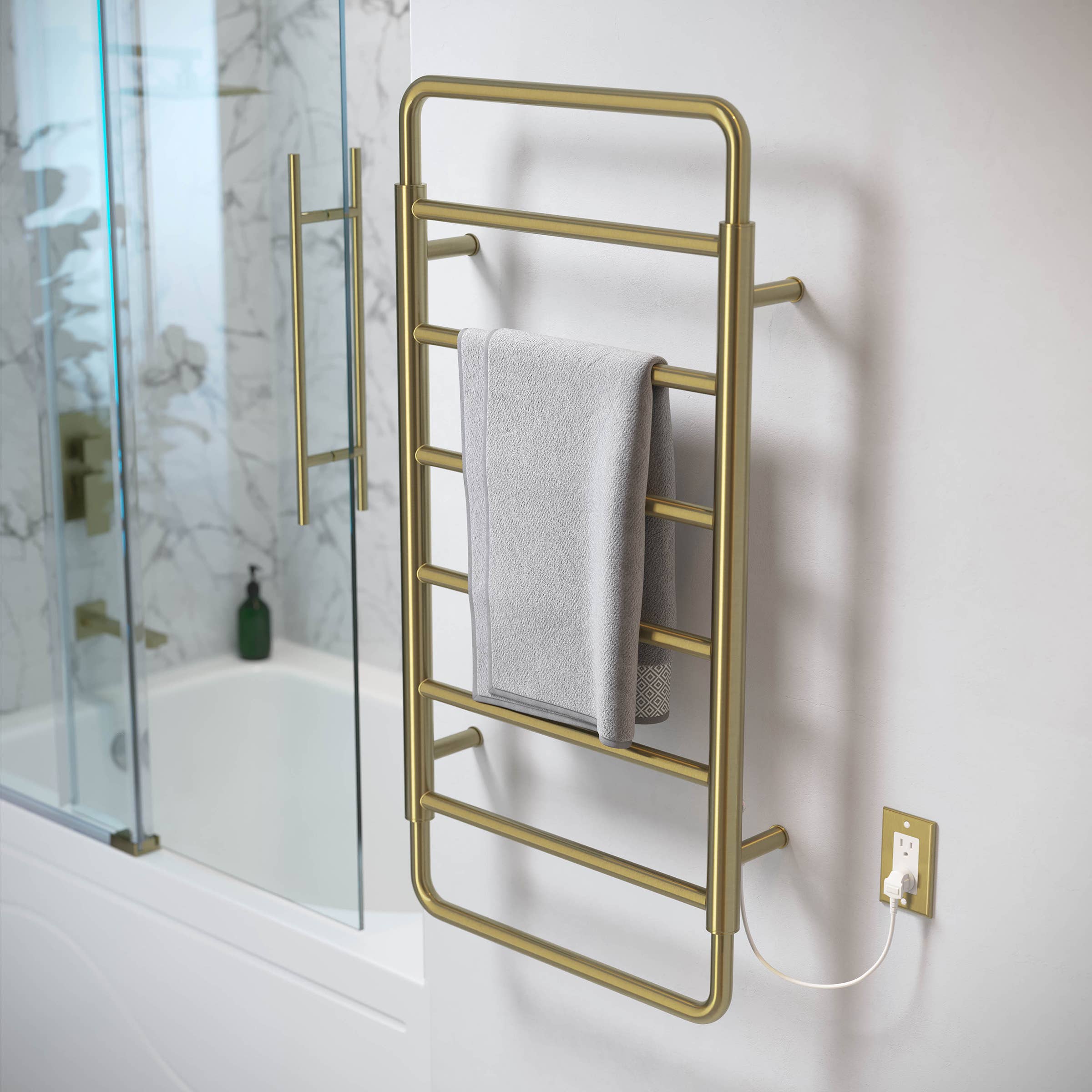 Swiss Madison - Wholesale Towel Holder/Hanger - Ivy 8-Bar Electric Towel Warmer in Brushed Gold0