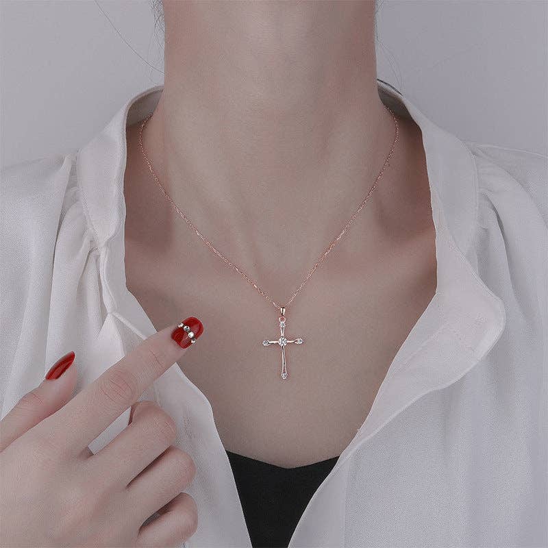 Perimade & Co. LLC - Wholesale Pendant/Charm Necklace - Dainty Cross Charm Pendant Necklace in 925 Sterling Silver4