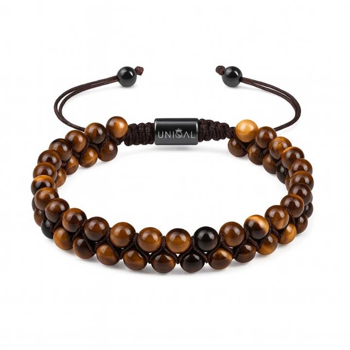 BRACELET EN PERLES ŒIL DE TIGRE À DEUX RANGÉES 6 MM pour la vente par Uniqal.de