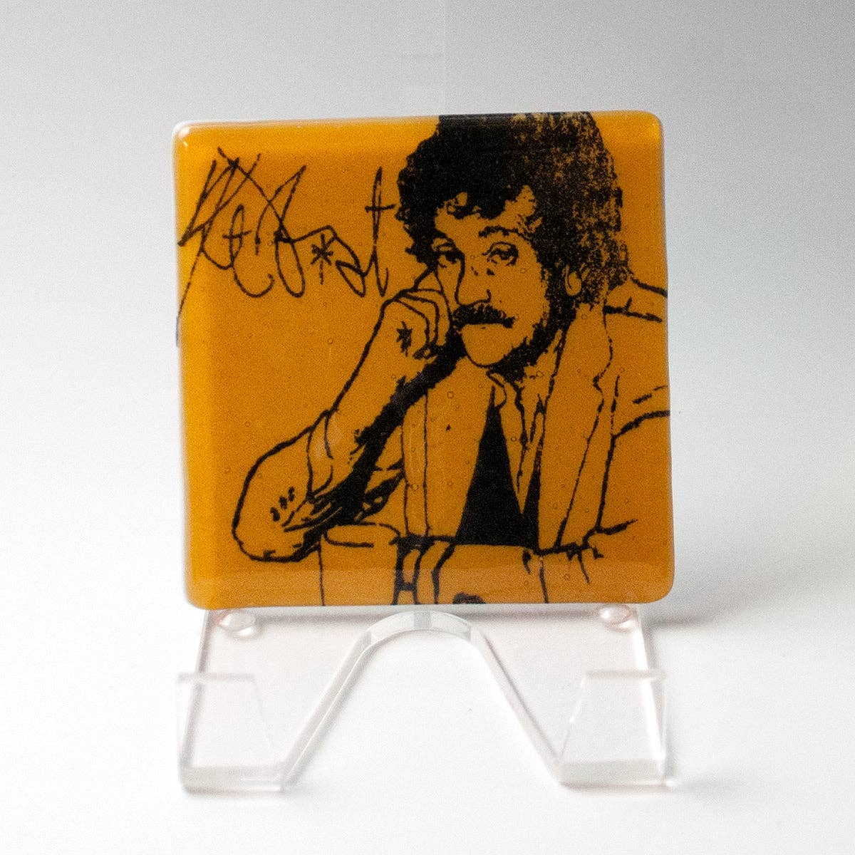 Kiku Handmade | Contemporary Fused Glass Home Goods - Wholesale Coasters - Kurt Vonnegut Fused Glass 4" Single Coaster2