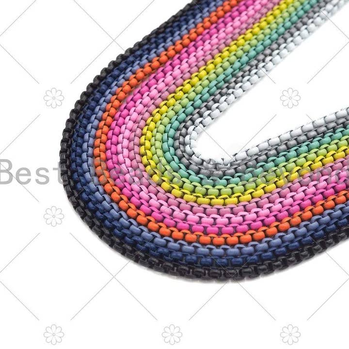 BestBeads&Beyond - Wholesale Schakelketting - 26 KLEUREN!!! Emaille doos ketting/ketting, Emaille Pop Ketting Kettingen, Gekleurde metalen ketting, Groothandel emaille ketting, 3mm, sku #M3984