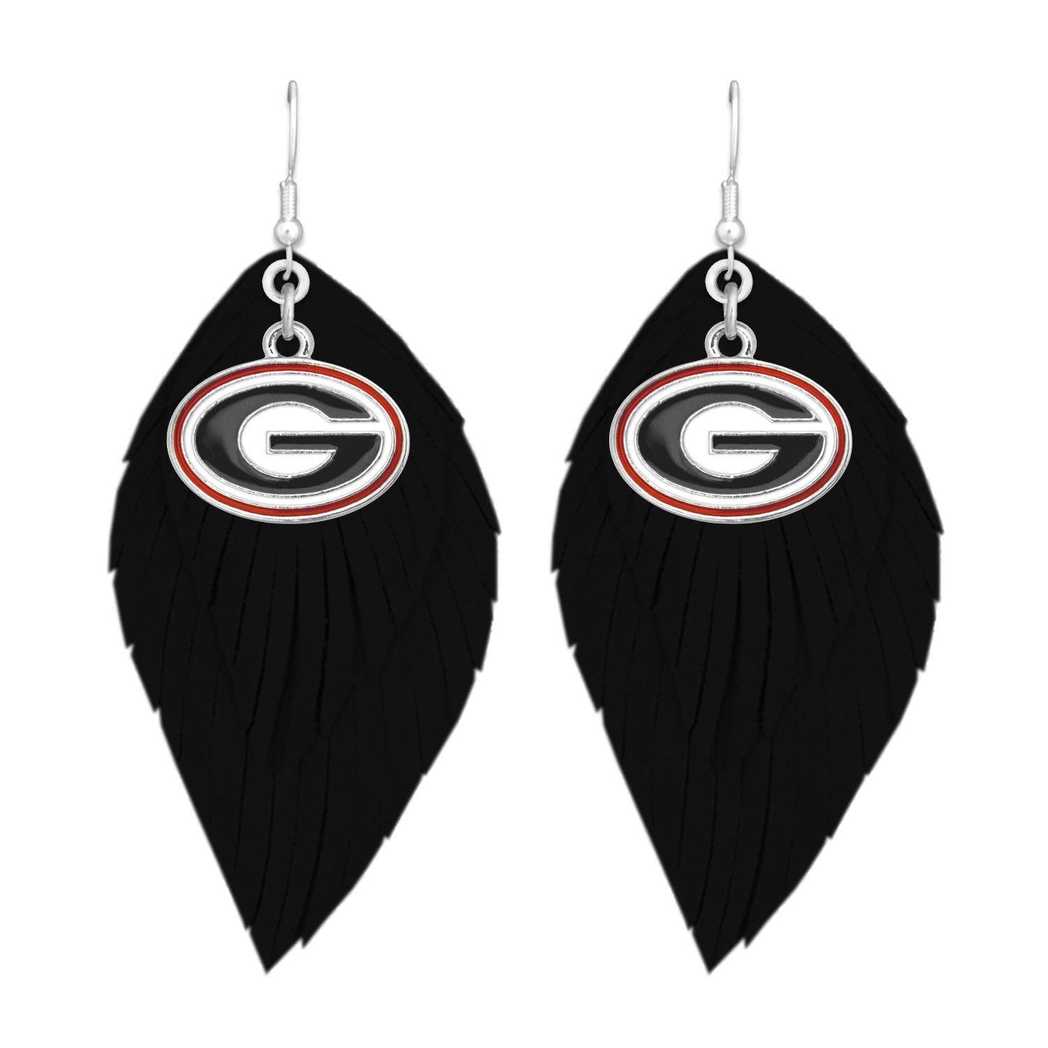 FTH Georgia Bulldogs Silver Tone Earrings with an Iridescent Round Earrings 