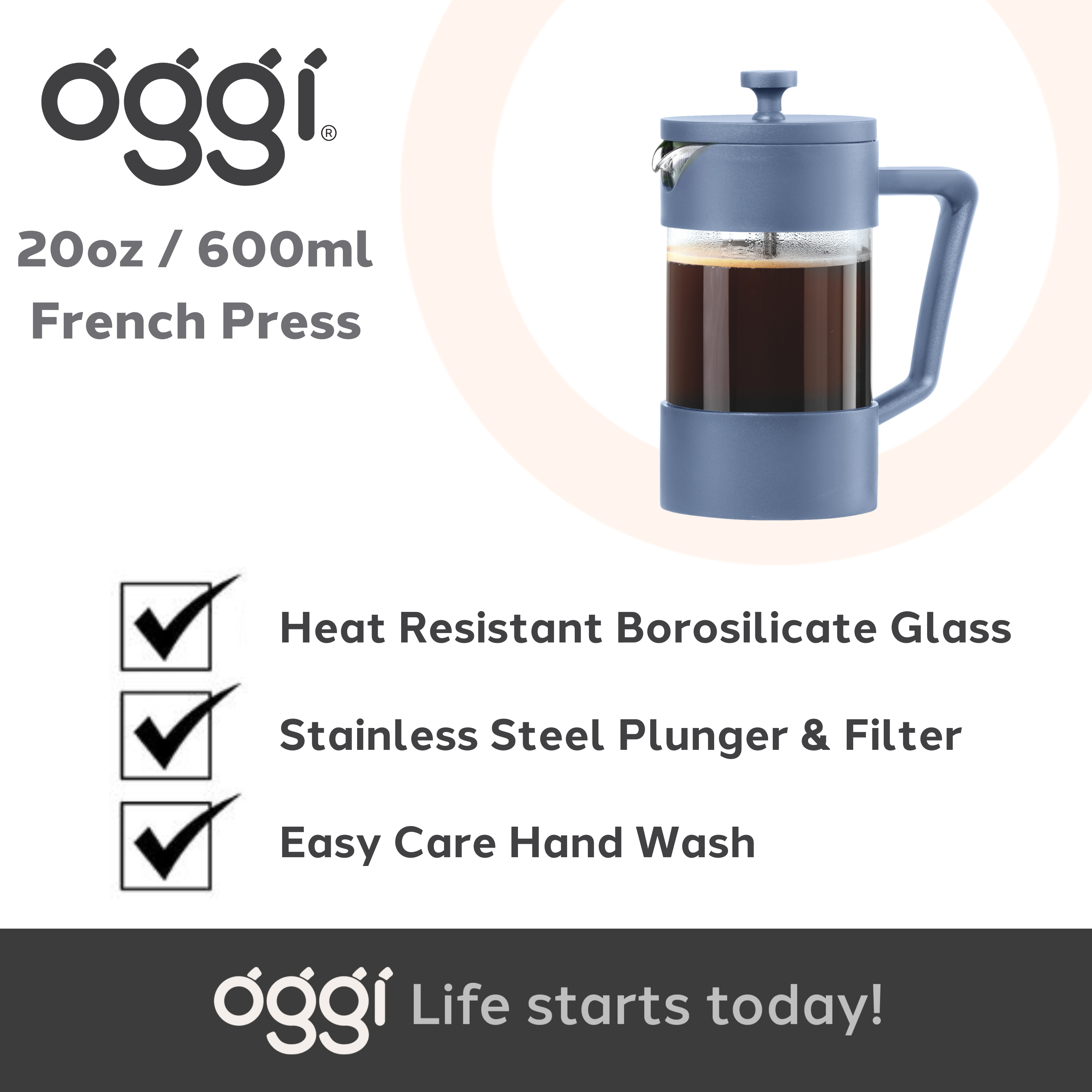 Oggi - Vendita all'ingrosso Caffettiere French press - Caffettiera a stantuffo in vetro borosilicato da 5 tazze (600 ml, 20 oz)19