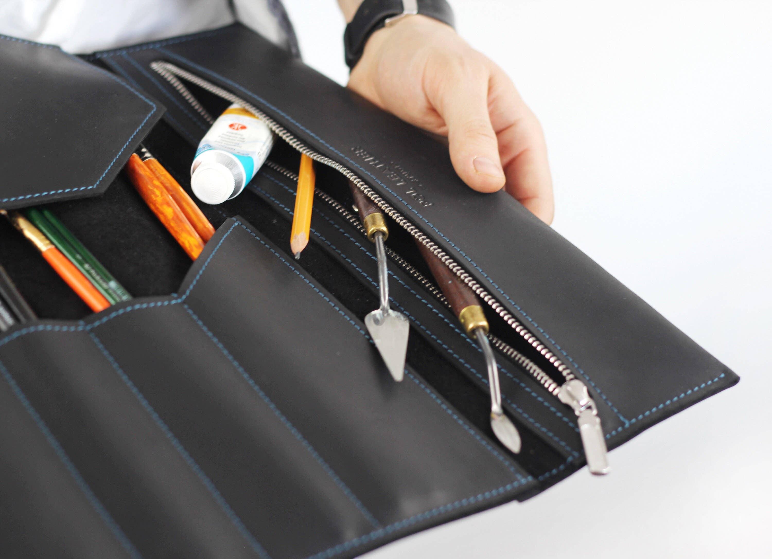 Pol Leather Studio - Wholesale Pencil Case/Pouch - Leather Pencil Roll,  Gift For Painter, Brush Case6