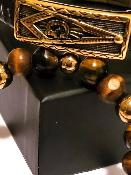 Men's Brown Masonic Bracelet Set for wholesale by L. Styles, LLC