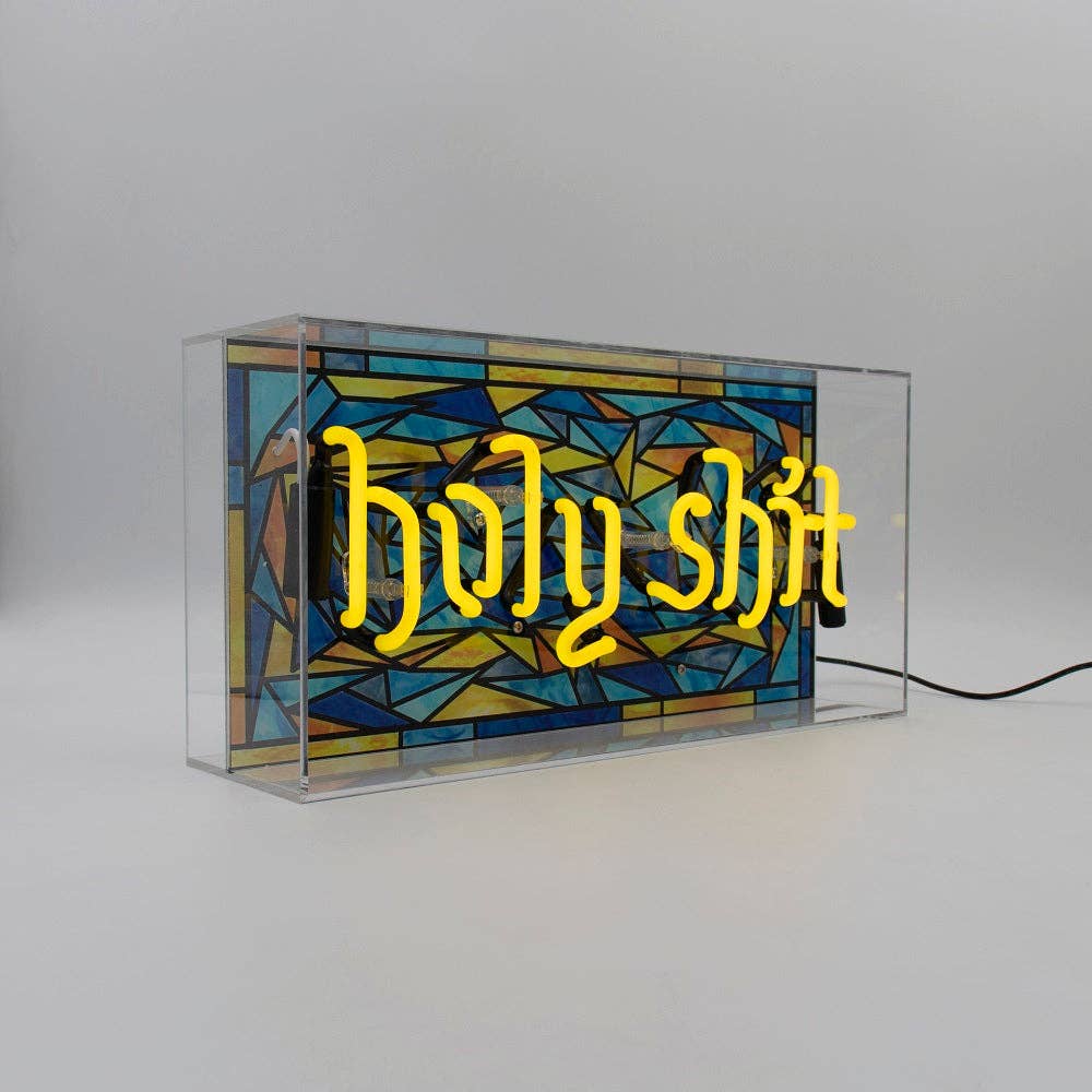 Yellow 'Holy Shit' Glass Neon Sign for wholesale on Faire3
