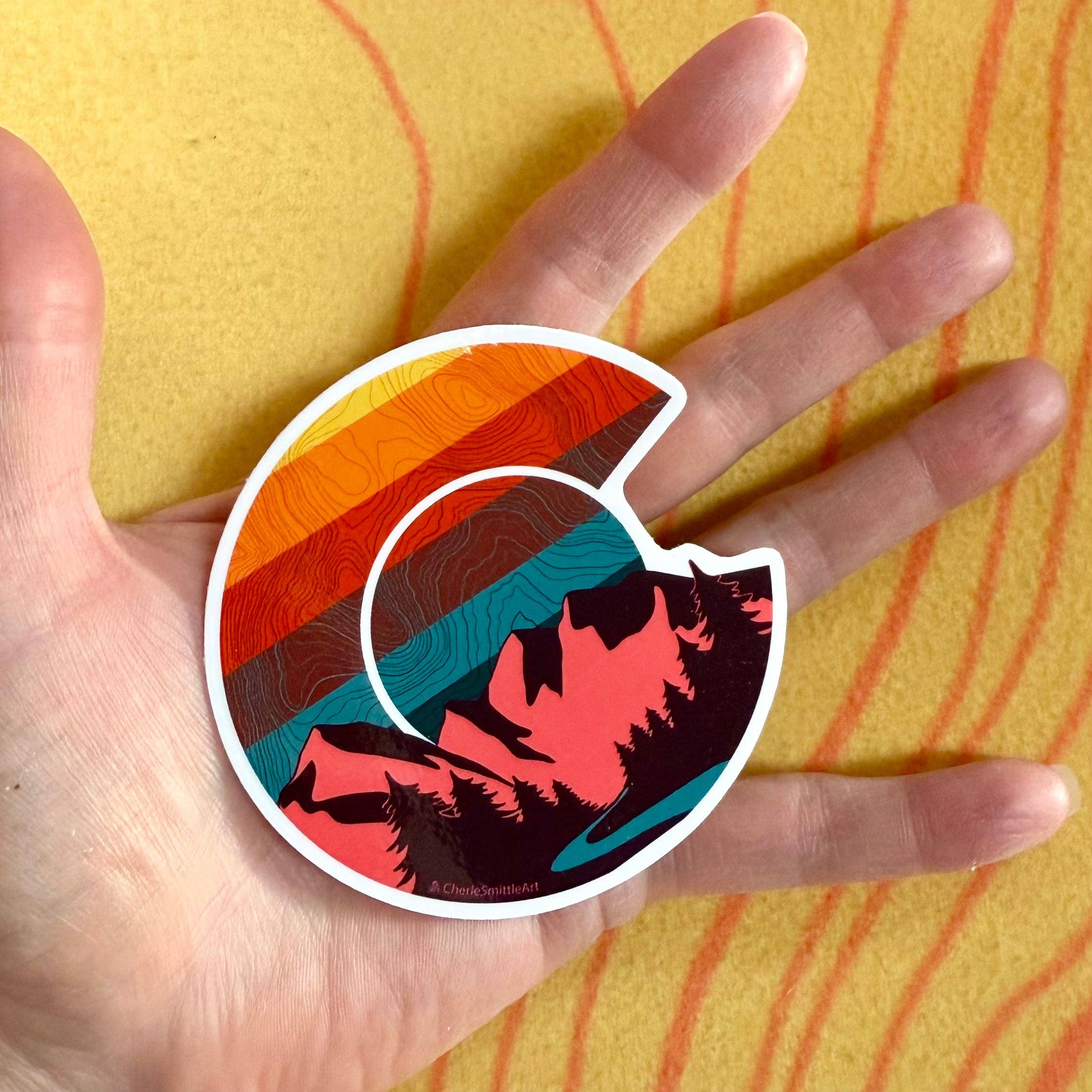 CherieSmittleArt - Wholesale Sticker - Colorado Sunrise Colorado Flag Sticker2