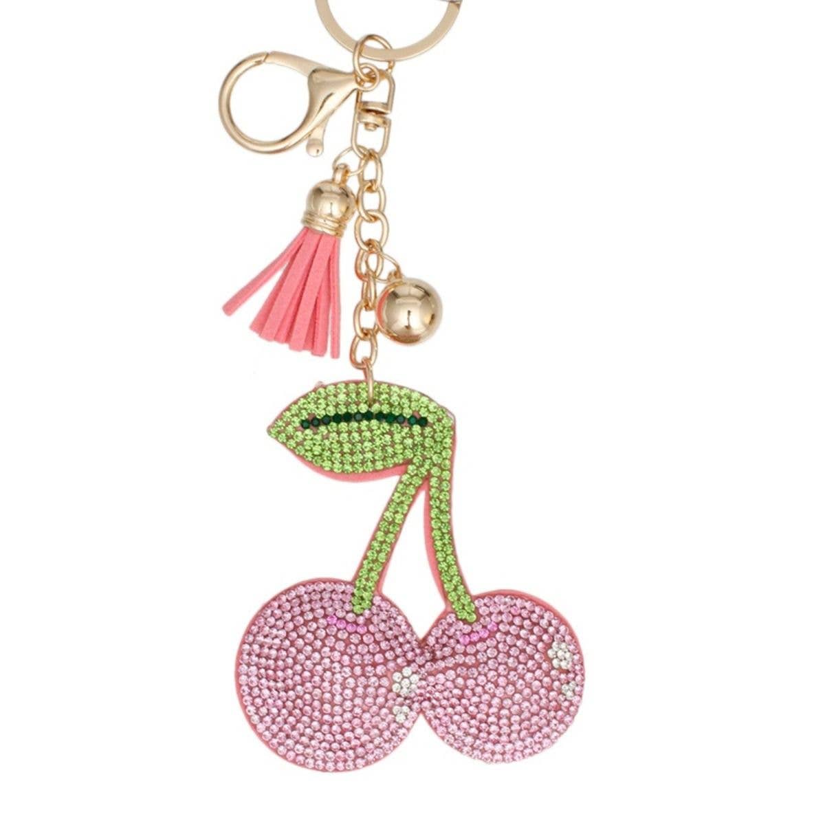 Keychain Cheeky Coquette Pink Cherry Bag Charm for wholesale on Faire0
