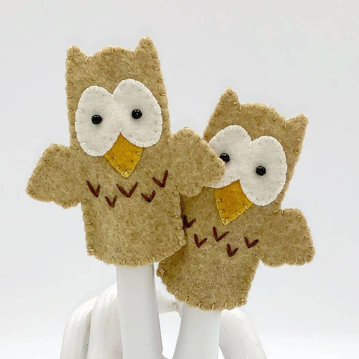 Owl Felt Finger Puppet for wholesale by Lumpy Buttons