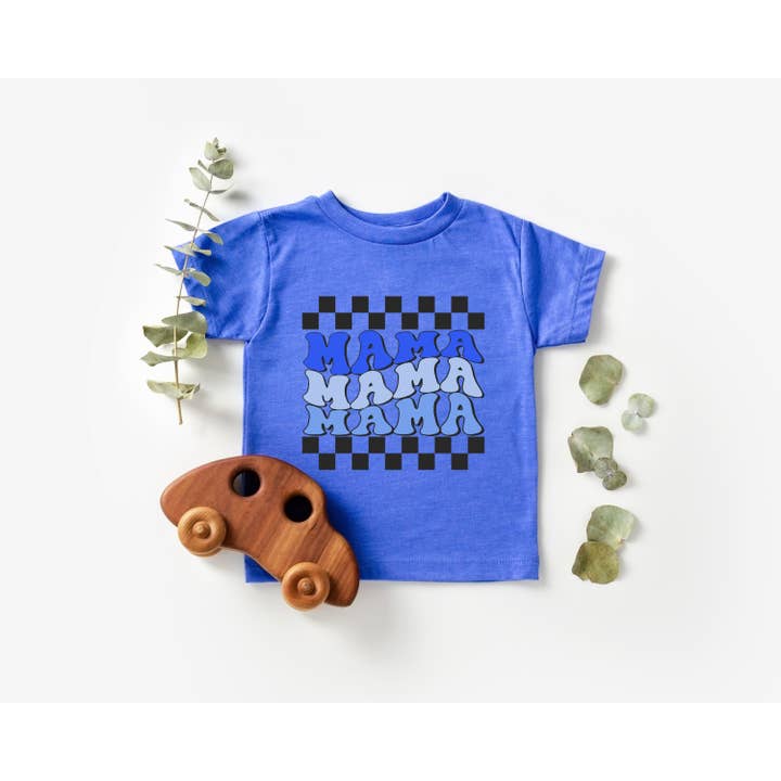 Camisetas y monos en forma de tablero cuadriculado para bebés con estampado «MAMA» para venta al por mayor de L.A. Wave Co.