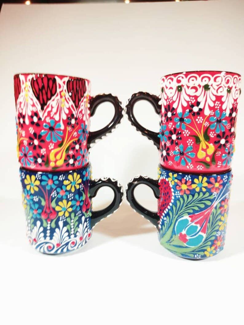Mediterranean Collection – Großhandel Kaffeebecher – Türkische, handgefertigte türkische Keramiktassen, 20 Stück, sortiert 3