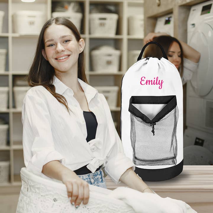 Gradzo – wholesale Laundry bag – Personalized Travel/ Dorm Laundry Backpack - White3