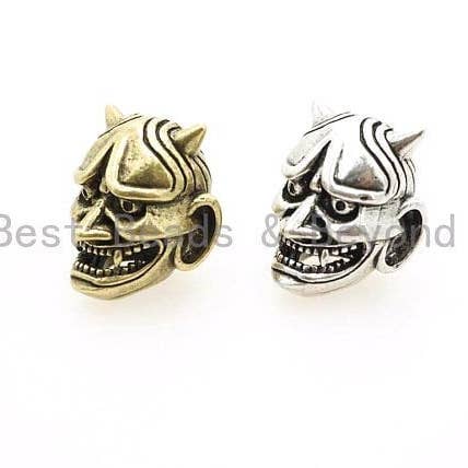 BestBeads&Beyond - Wholesale Individual Charm/Pendant - Antique Evil Goblin Head Bead, 550 Paracord Skull Charm, Survival Bracelet Beads, Lanyard Making Charm, Men's Bracelets DIY,16x19mm, sku#Y90