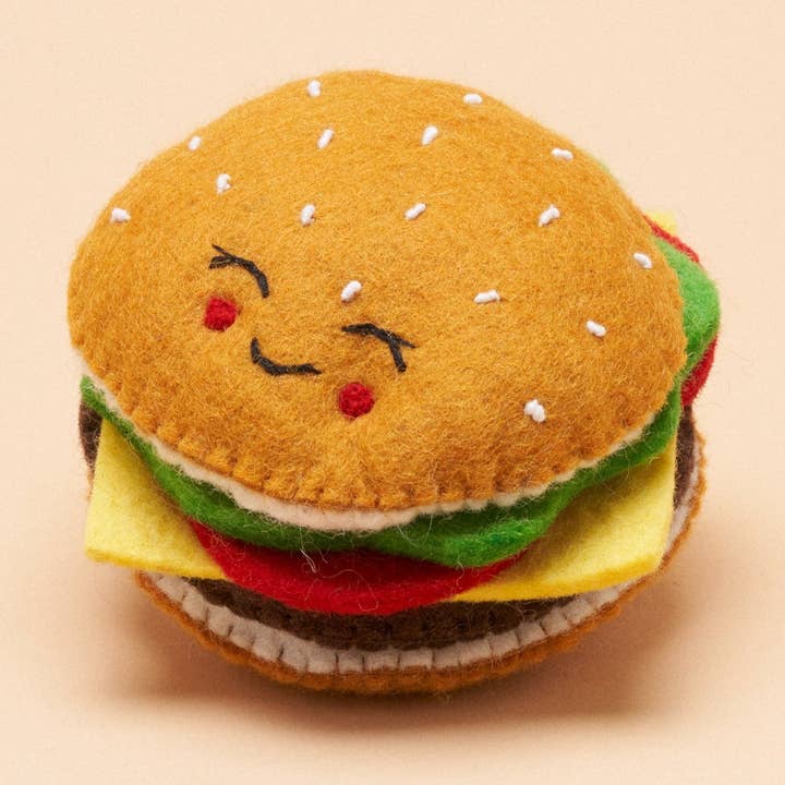 Burger Squeaker Toy for wholesale by Gone to the Dogs