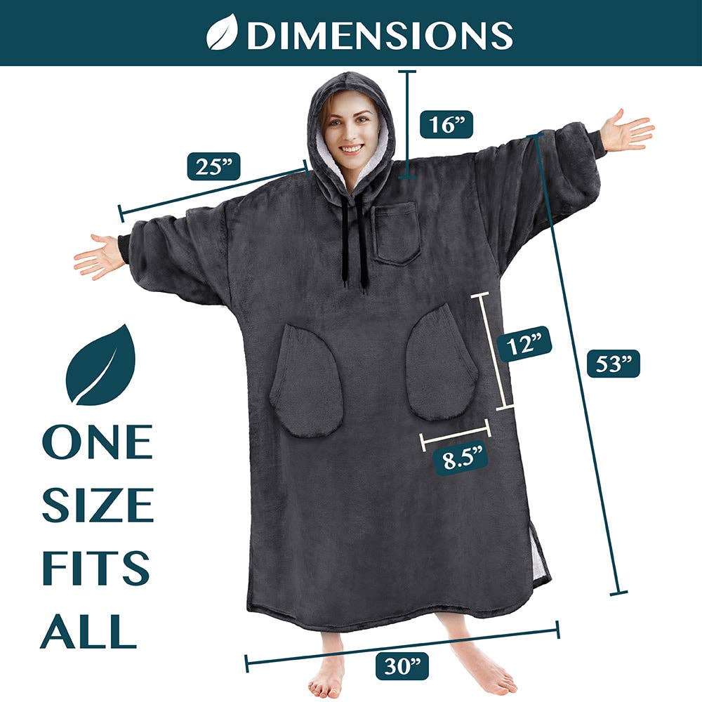 Pavilia - Wholesale Hoodie - Women's - Chest Pocket Sherpa Hoodie Blanket - Patch Pocket (Regular / Long)120