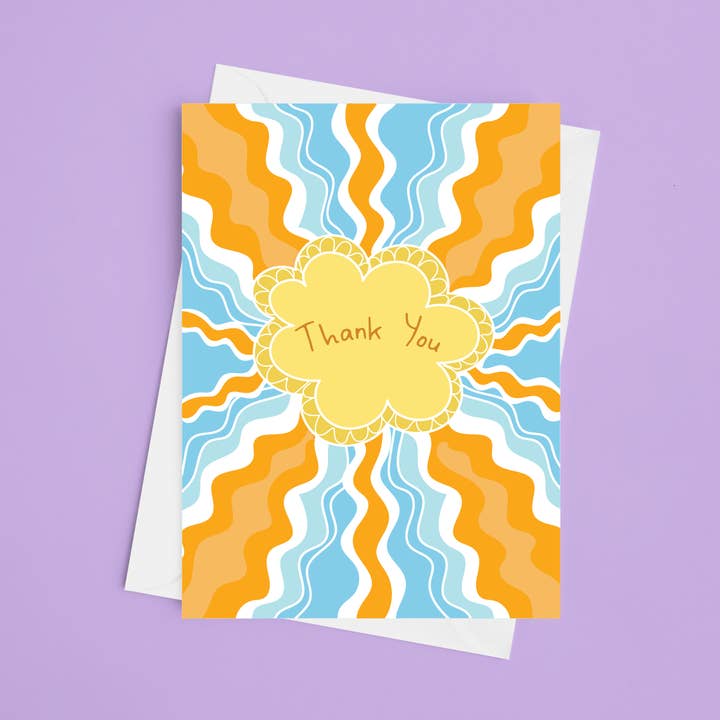 Wavey Thank You 5x7 Thank You Card for wholesale by Laura Lonsdale