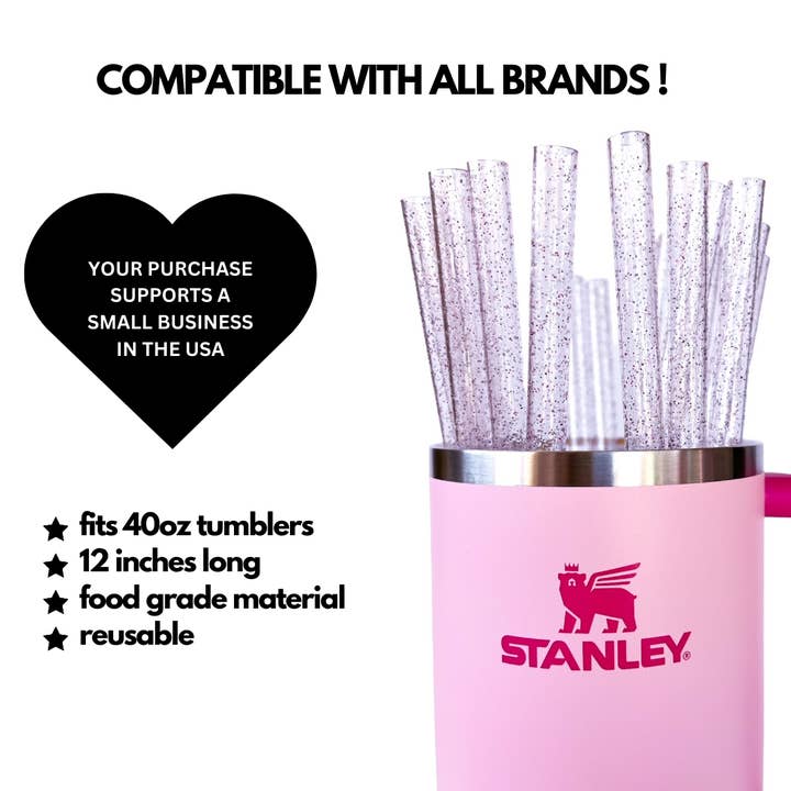 Brittyland - Wholesale Drinking Straw - WIDE 40oz Glitter Straws - 12 inch Straws - 40oz Accessories2