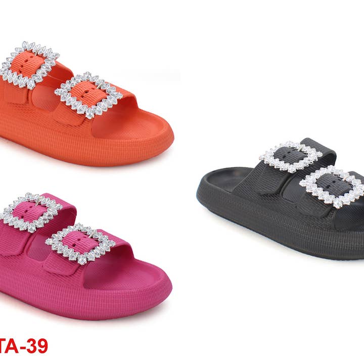 Sandales à glissière avec double bride et boucle bijou pour femme YOKI pour la vente par Yoki Fashion