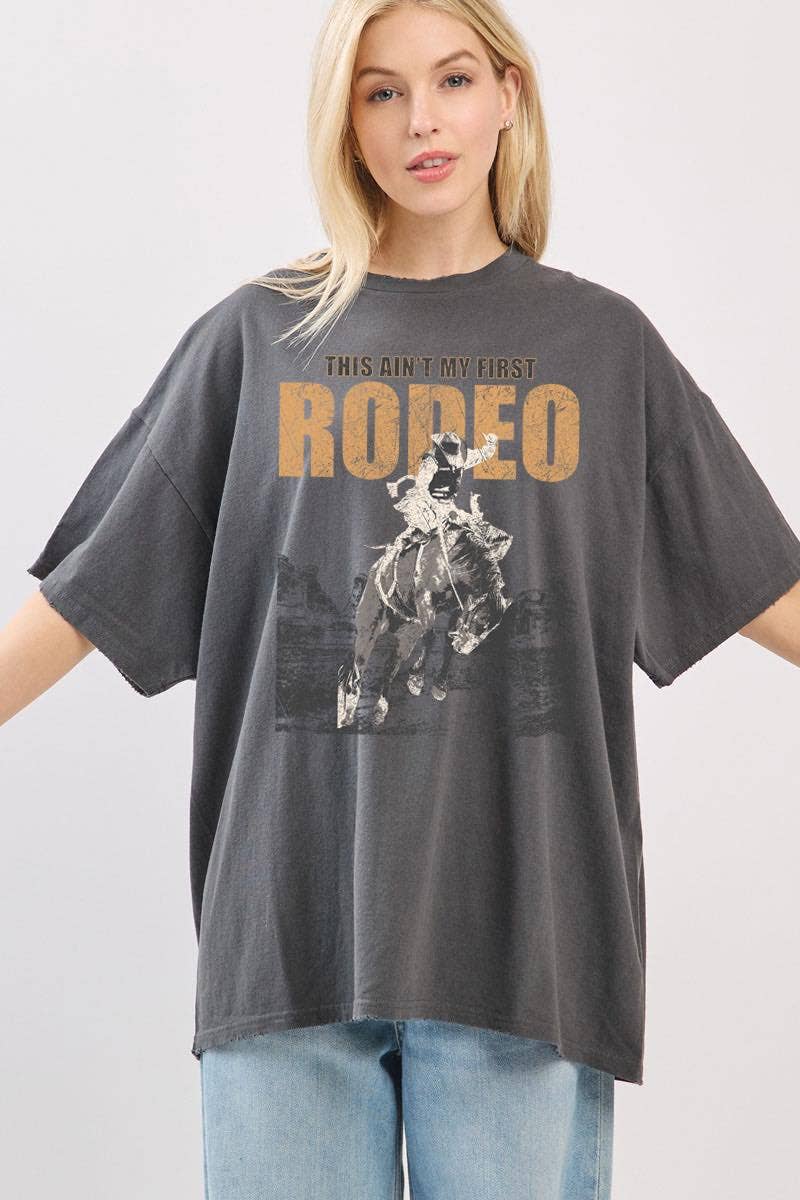 Zutter - Wholesale Screen Printed T-Shirt - Women's - This Ain'T My First Rodeo Graphic Oversized Seamless Box Tee0