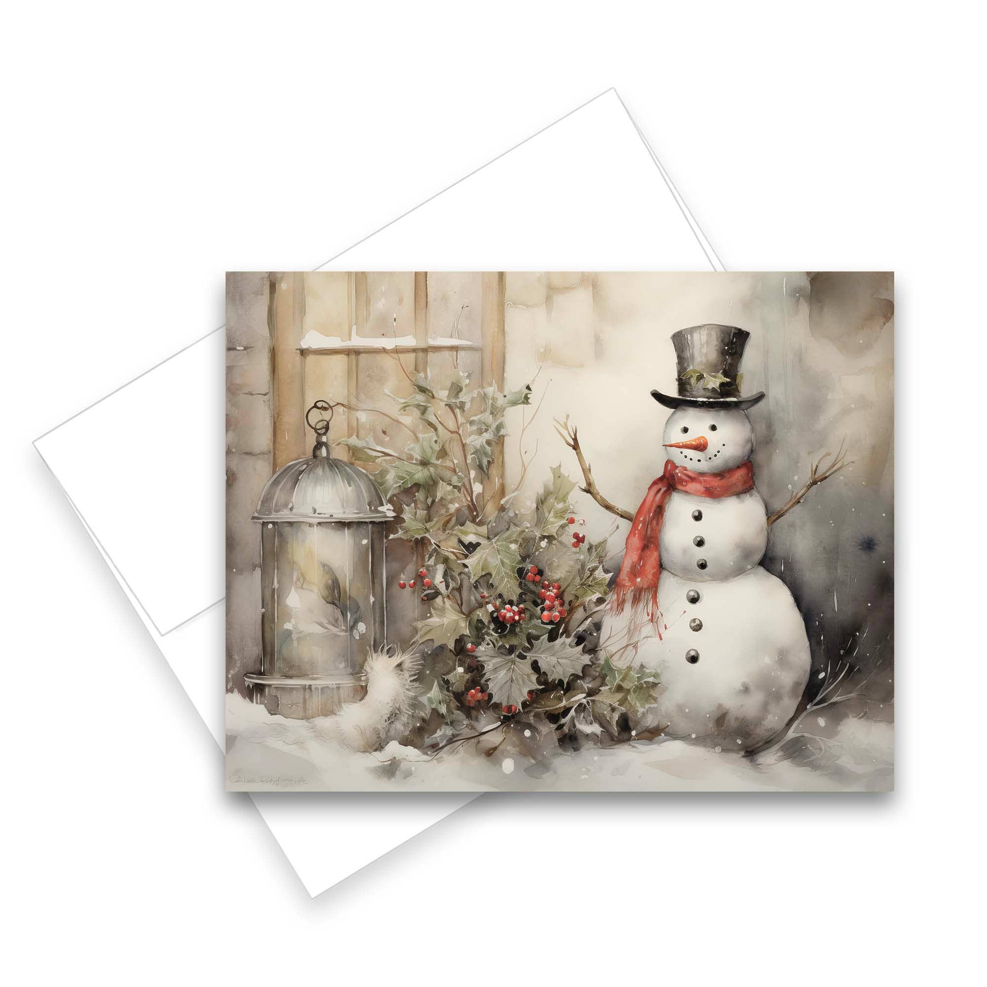 Aria Rae - Wholesale Christmas Card - Assorted Vintage Snowman Christmas Greeting Cards, Set of 64
