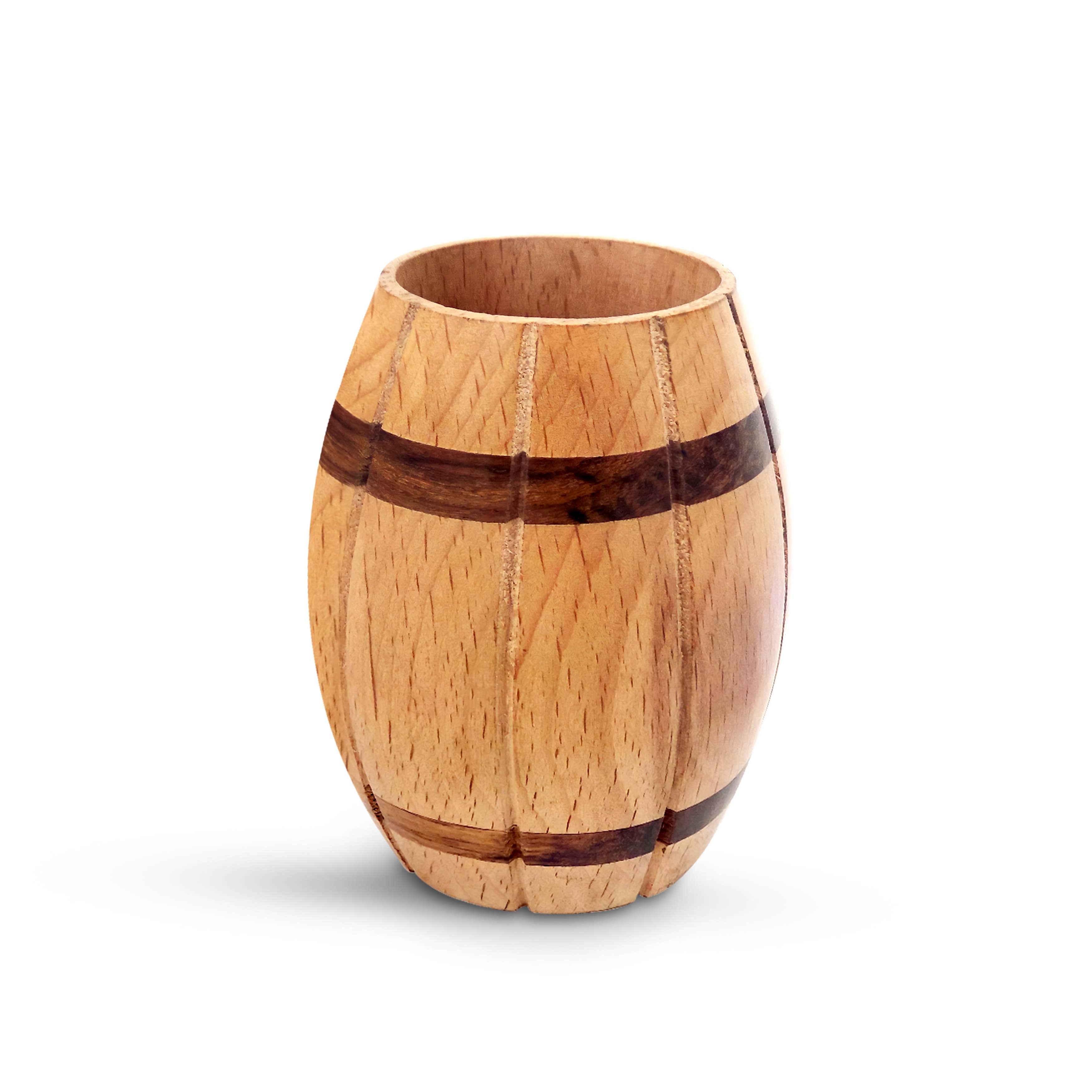 Quickway Imports - Wholesale Pen & Pencil Holder - Decorative Wine Barrel Shaped Wooden Pen Holder for Office2