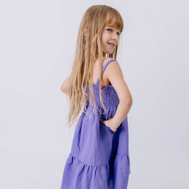 Kunglig lavendelklänning med band för wholesale av walkiddy