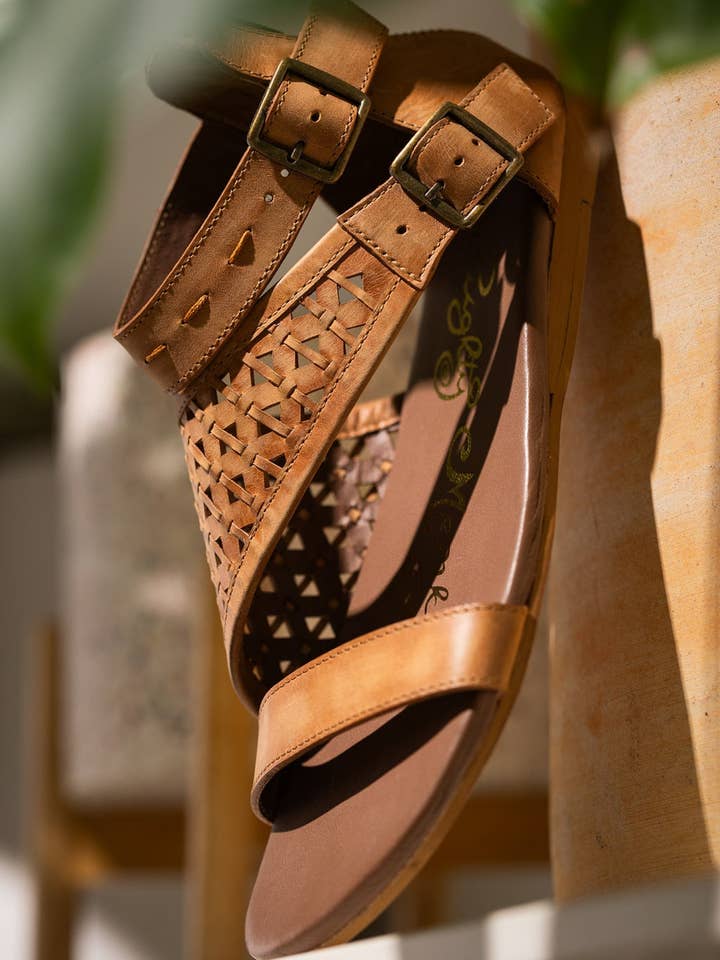 Nora Sandals in Tan for wholesale by Naughty Monkey Open Pack