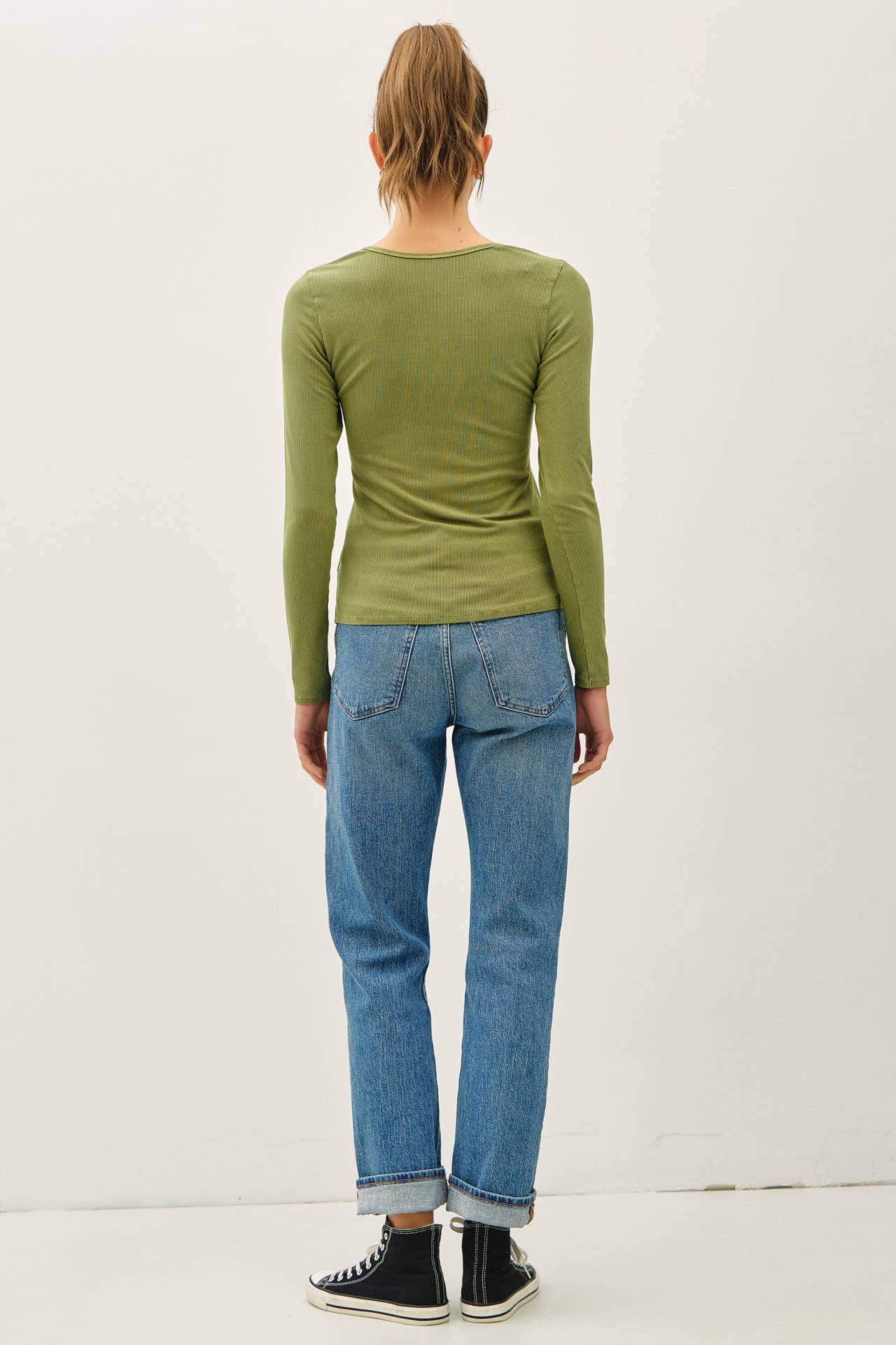 Be Cool - Wholesale Knit Top - Women's -  RIBBED NOTCHED NECK LONGSLEEVE BASIC TOP 10