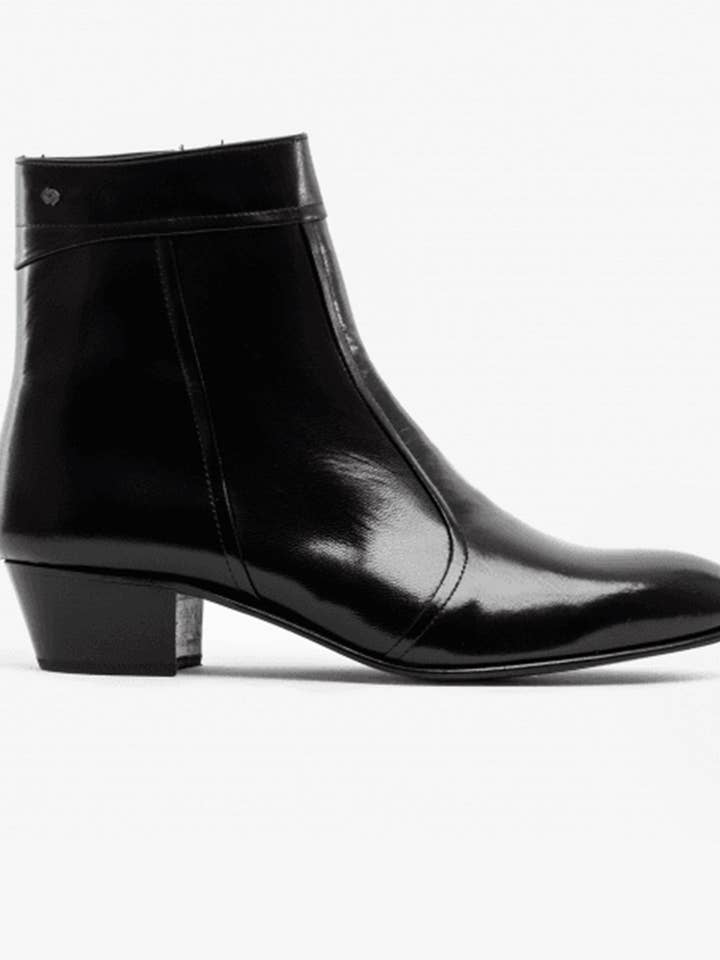 Club Cubano EMMANUEL Mens Smooth Leather Cuban Heel Boots Black for wholesale by Club Cubano