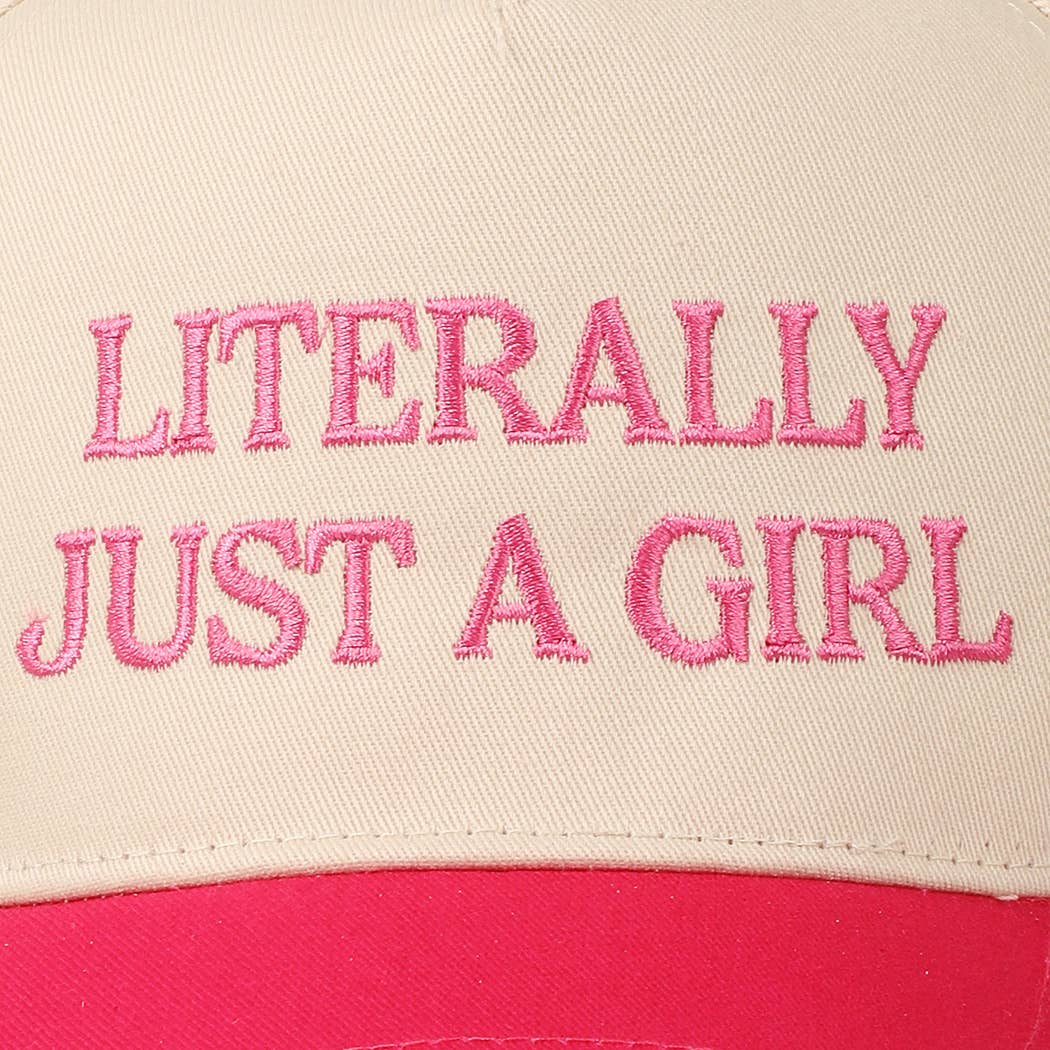 Fashion City - Wholesale Baseball Cap - Unisex - Literally Just A Girl Embroidery Two Tone Trucker Hat13