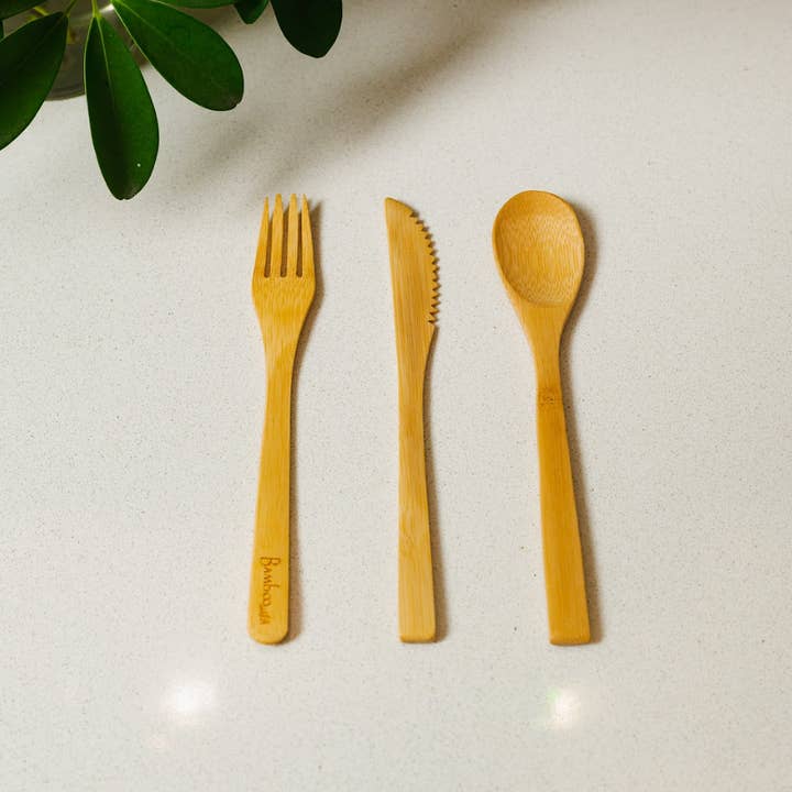 Bamboo Switch - Wholesale Assorted Cutlery Set - Individual Bamboo Utensil | Spoon, Knife, Fork