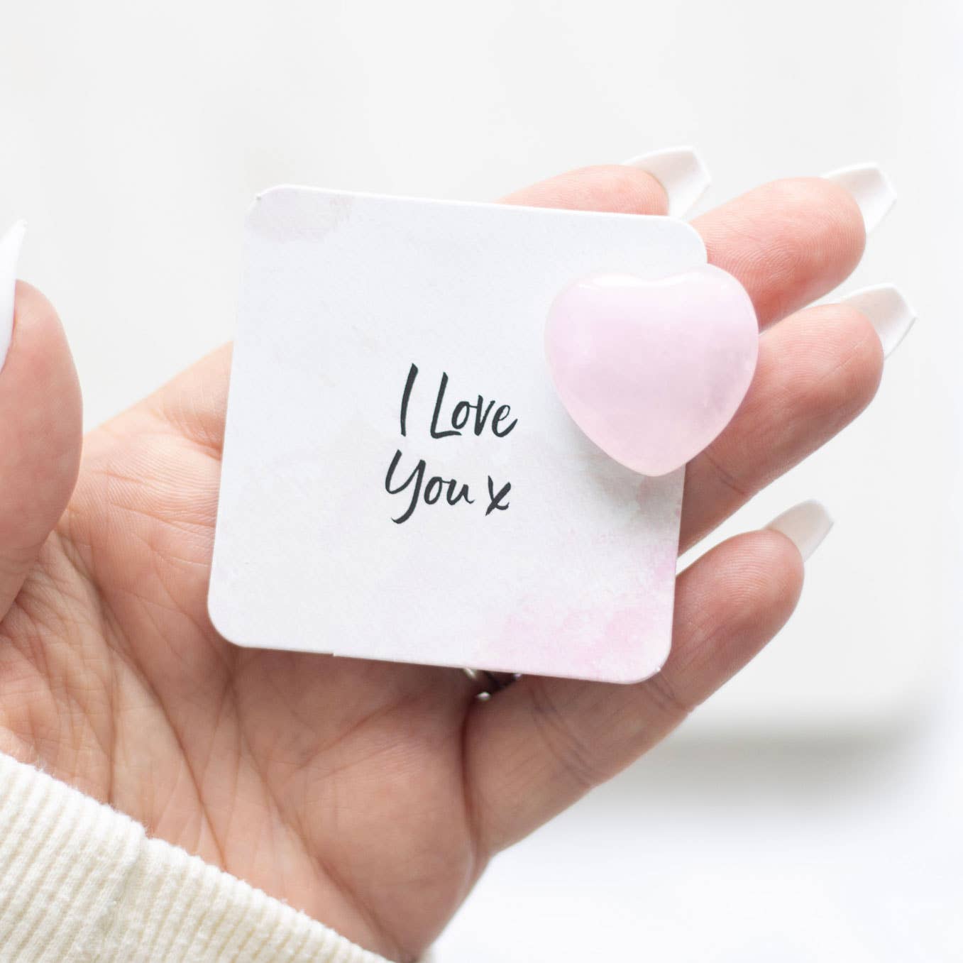 Something Different Wholesale – wholesale Spiritual stone/crystal – I Love You Rose Quartz Crystal Heart in a Bag0