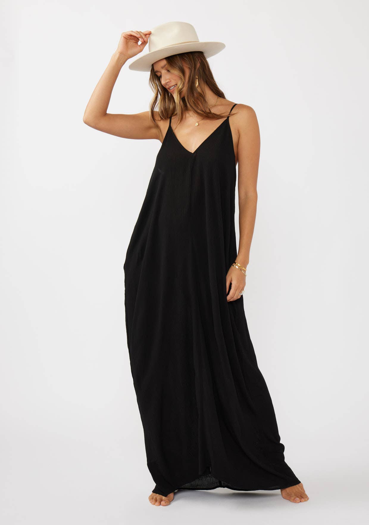 Lovestitch - Wholesale Dress - Women's - The Original V-Neck Cocoon Maxi Dress with Pockets10