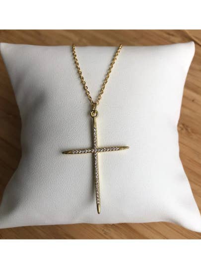 18 vergulde diamanten kruis charm ketting voor wholesale door By Jessi Jewelry