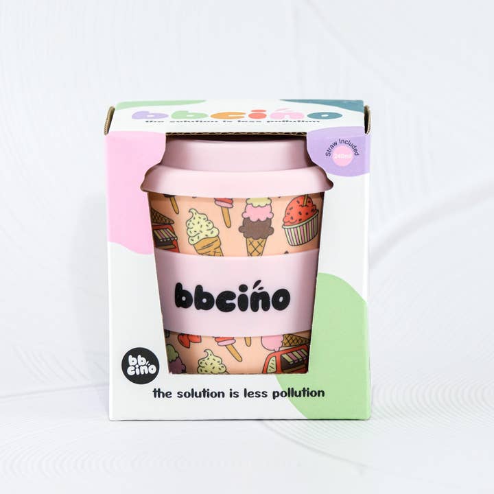 BBcino - Wholesale Drinking glass/cup – Kids & Baby - Scoops in Pink Kids Keep Cup - 240ml (STRAW INCLUDED)1