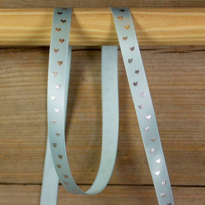 kadopapier.net - Wholesale Ribbon - Gift Wrapping - Baby Blue Satin Ribbon with Hearts1