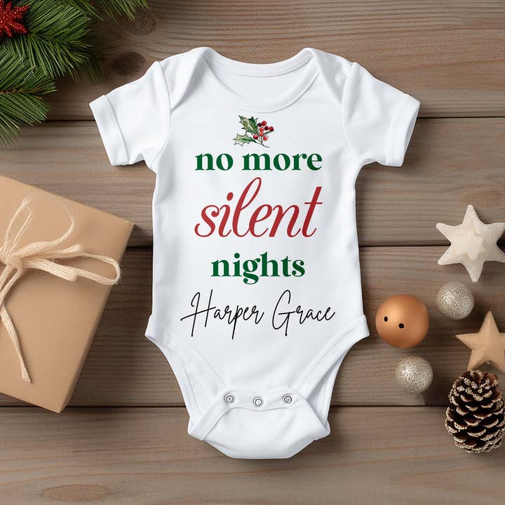 Onesies de Natal Personalizados | Chega de Noites Silenciosas por atacado de Etchey