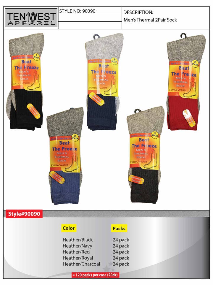 Calcetines térmicos M para hombre, paquete de 2 para venta al por mayor de Ten West Apparel