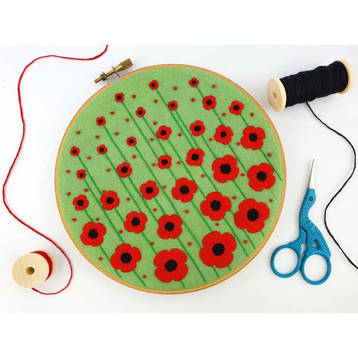 Poppy Field Handmade Embroidery Kit Hoop Art for wholesale by Oh Sew Bootiful