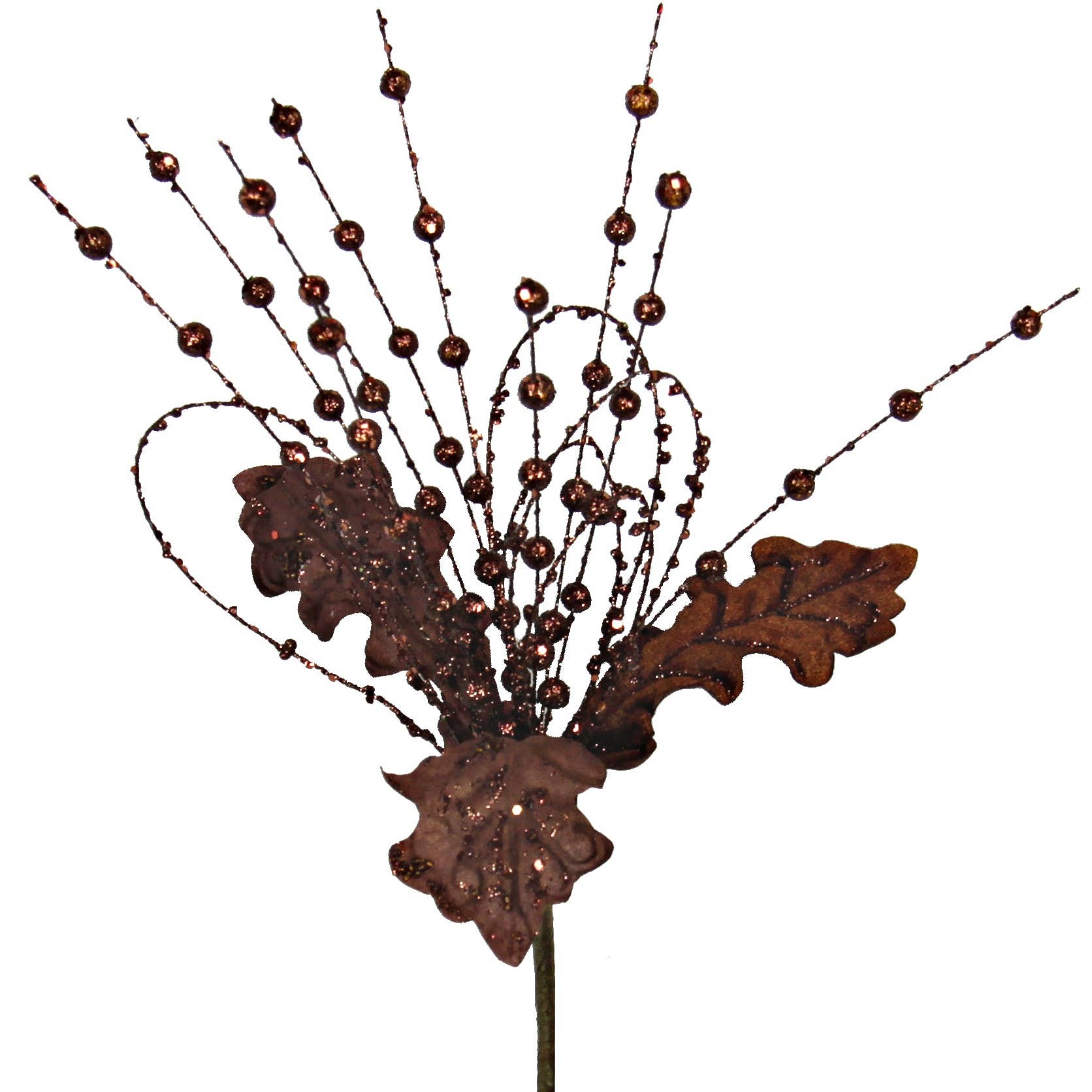 Impressive Enterprises, Inc. - Wholesale Artificial Christmas Tree - ISB15220- 16in Glitter Loop Berries&Lvs Pick-Chocolate0