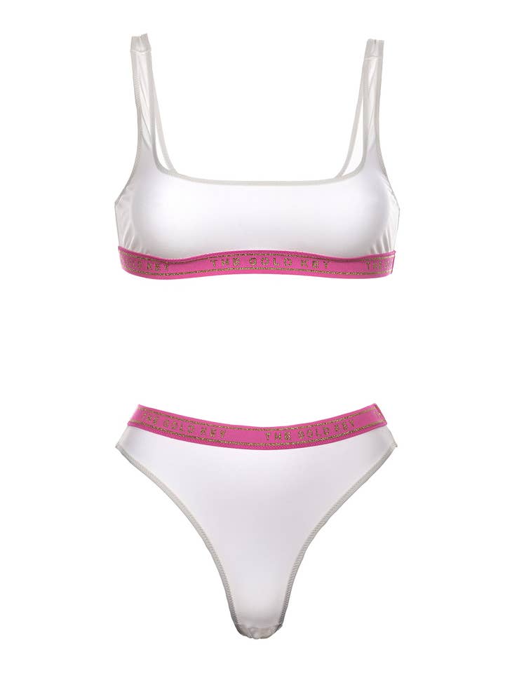LOGO SOUTIEN-GORGE BIKINI - BLANC & ROSE pour la vente par The Gold Key