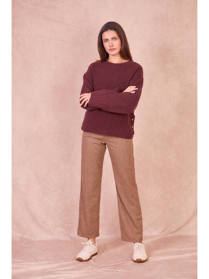 Calie Paris - Wholesale Knit Sweater - Women's - NATI – Button-Side Wool Blend Knit10