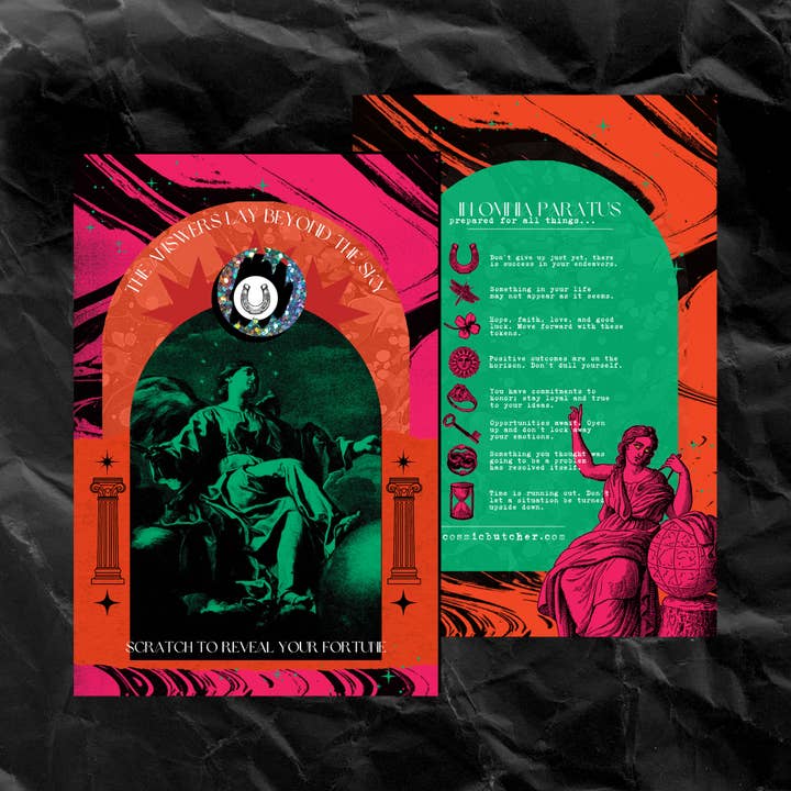 RESTOCKED! URANIA Greek Goddess Scratch Off Fortune Card for wholesale by Cosmic Butcher
