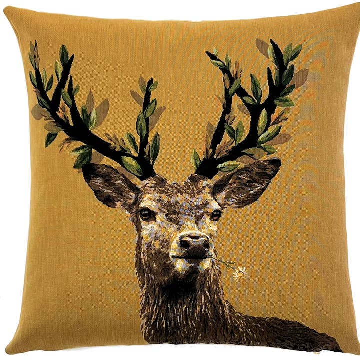 decorative pillow cover - anthropomorphic - stag gift for wholesale by yapatkwa - art of the loom