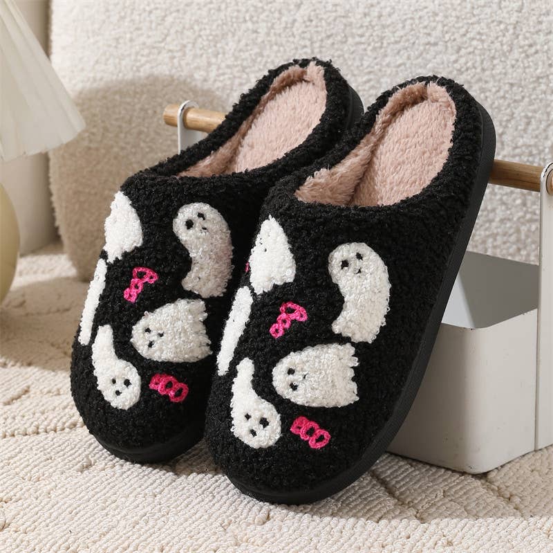Comely Fashion – wholesale Slippers – Women's – Cute Ghost Plush Halloween Home Slippers  0