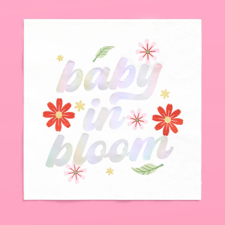 xo, Fetti - Wholesale Disposable Napkin - Baby in Bloom Napkins - 50 white napkins