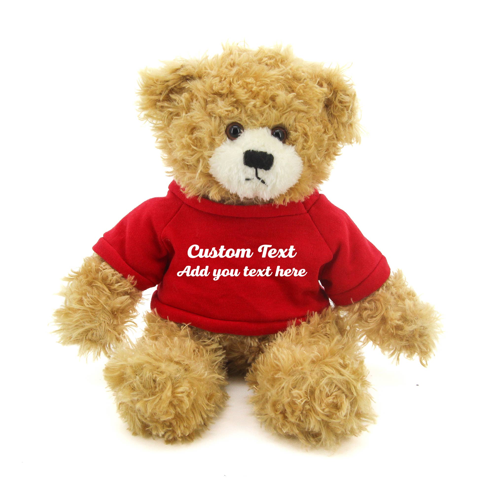 Beige Oso de peluche Brandon beige de 28 cm con camiseta personalizada de venta al por mayor en Faire13
