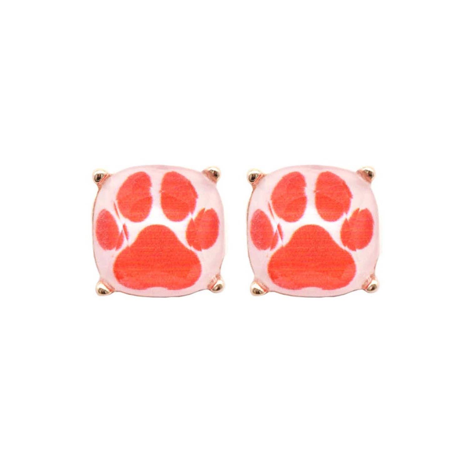 JHP Collection - Wholesale Stud/Post Earrings - DOG PAW PRINT CUSHION CUT EPOXY STUD EARRING16